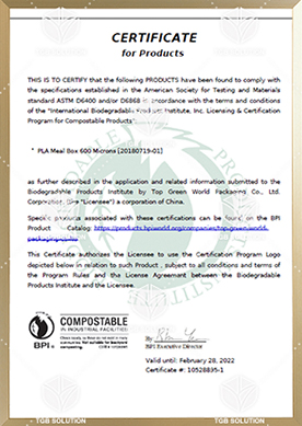 Biodegradable Products Institute (BPI) Certification